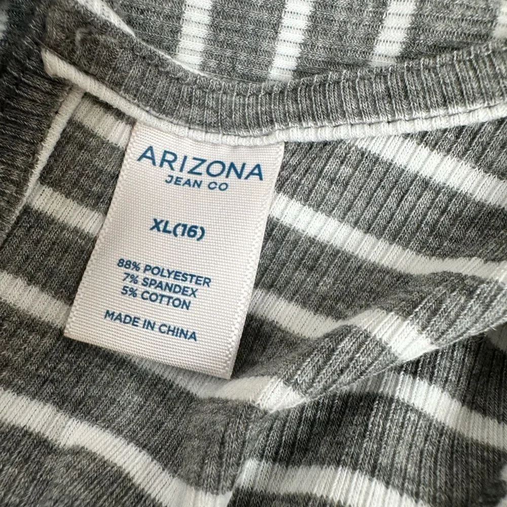 NWT Arizona Girls Gray & White Striped Jumpsuit Tie in Back - Size XL/16